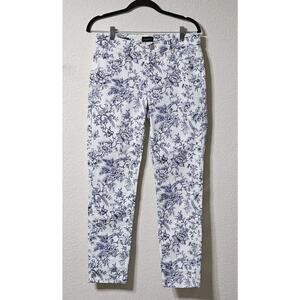 Talbots Jeans Womens 4 Mid Rise Slim Ankle Jean w Pockets White Floral